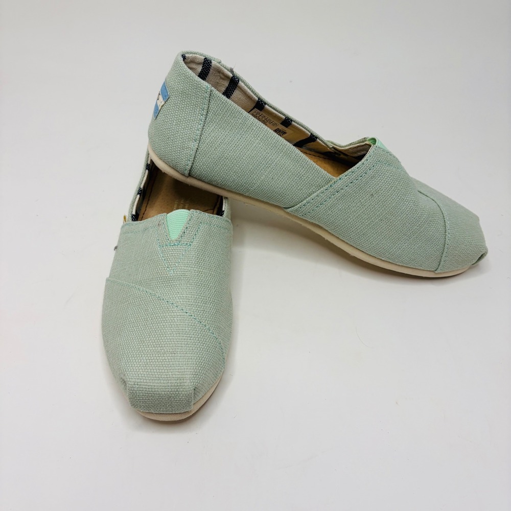 TOMS Womens 6 Alpargata Canvas Slip On Shoes Mint Green Beach Summer